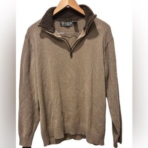 Oscar de la Renta Shearling Collar 1/4 Zip Sweater  Men Large